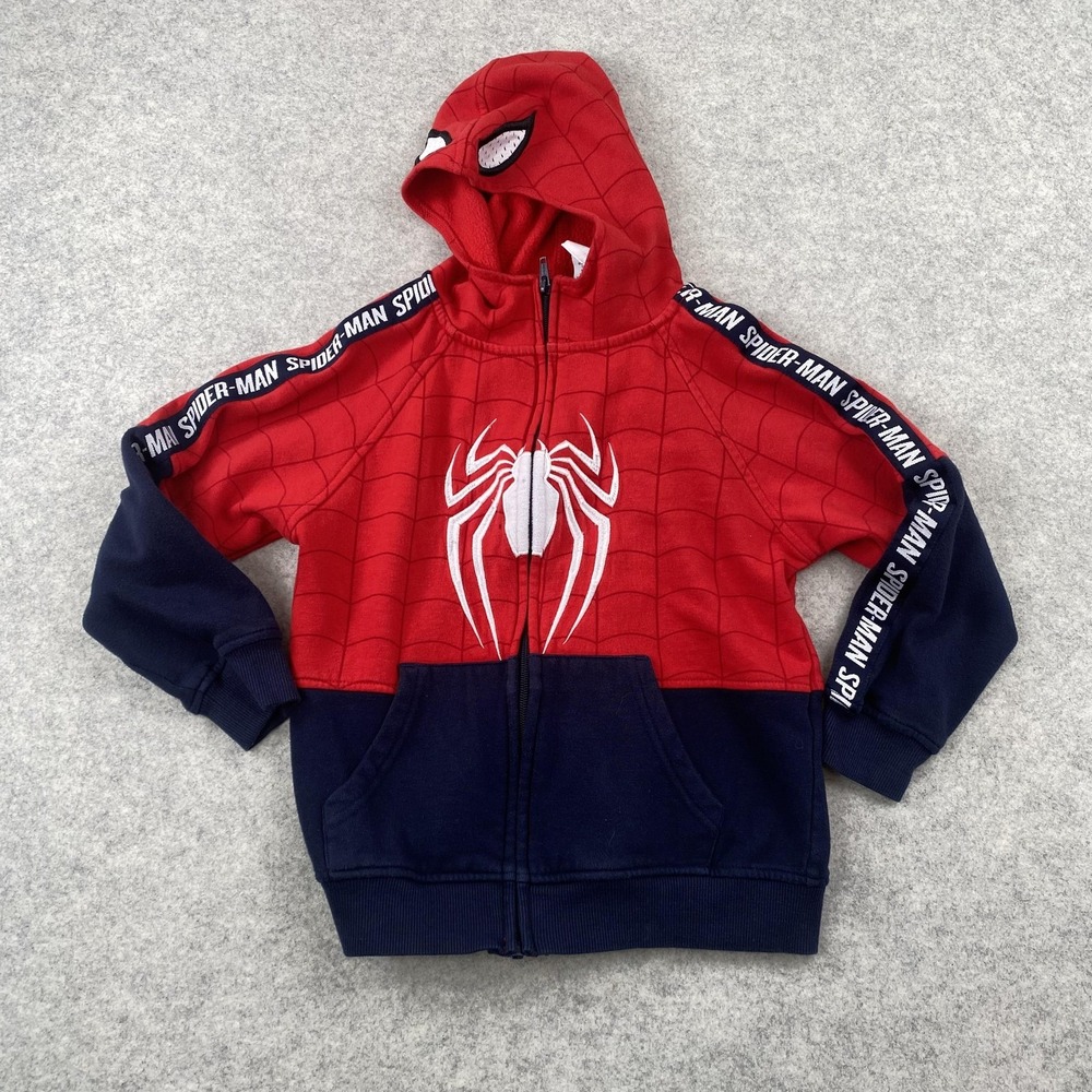 Marvel Spider-Man Hoodie Boys 7 Red Blue Full Zip Fleece Costume Sweatshirt